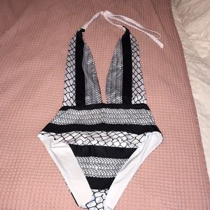 Black and white Vegas swim suit